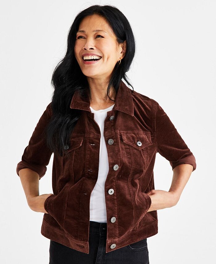 Женская вельветовая классическая куртка с длинными рукавами Style & Co, коричневый
Женская вельветовая классическая куртка с длинными рукавами Style & Co, коричневый