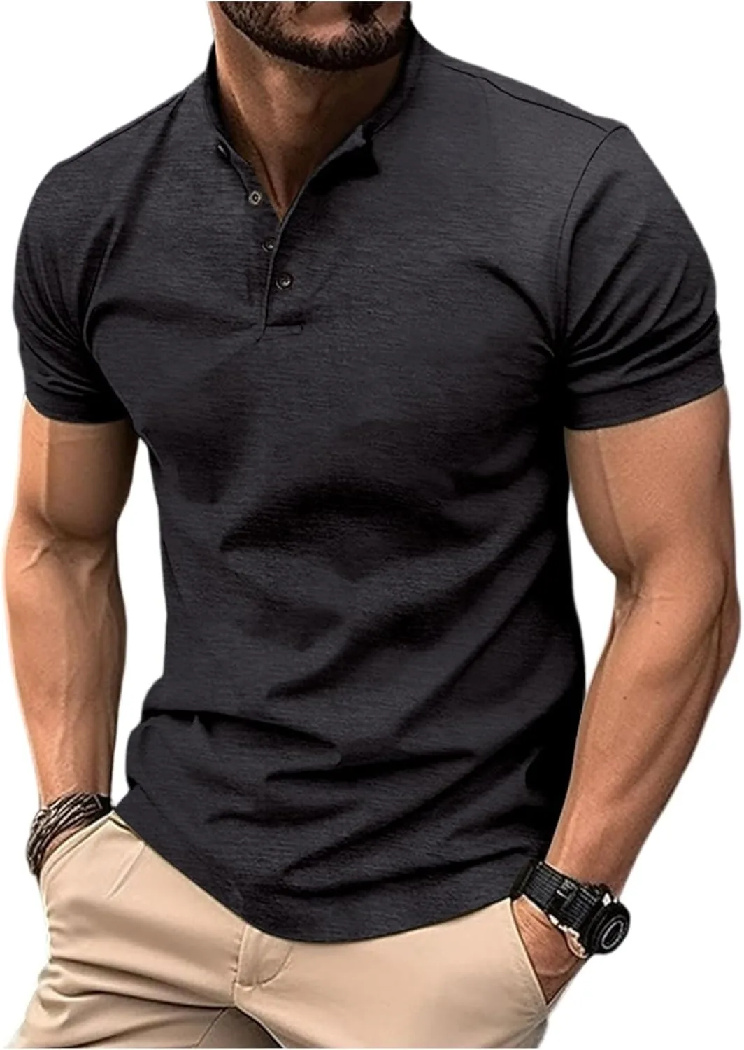 Мужская футболка с коротким рукавом Slim Fit, легкая, с воротником-стойкой
Мужская футболка с коротким рукавом Slim Fit, легкая, с воротником-стойкой