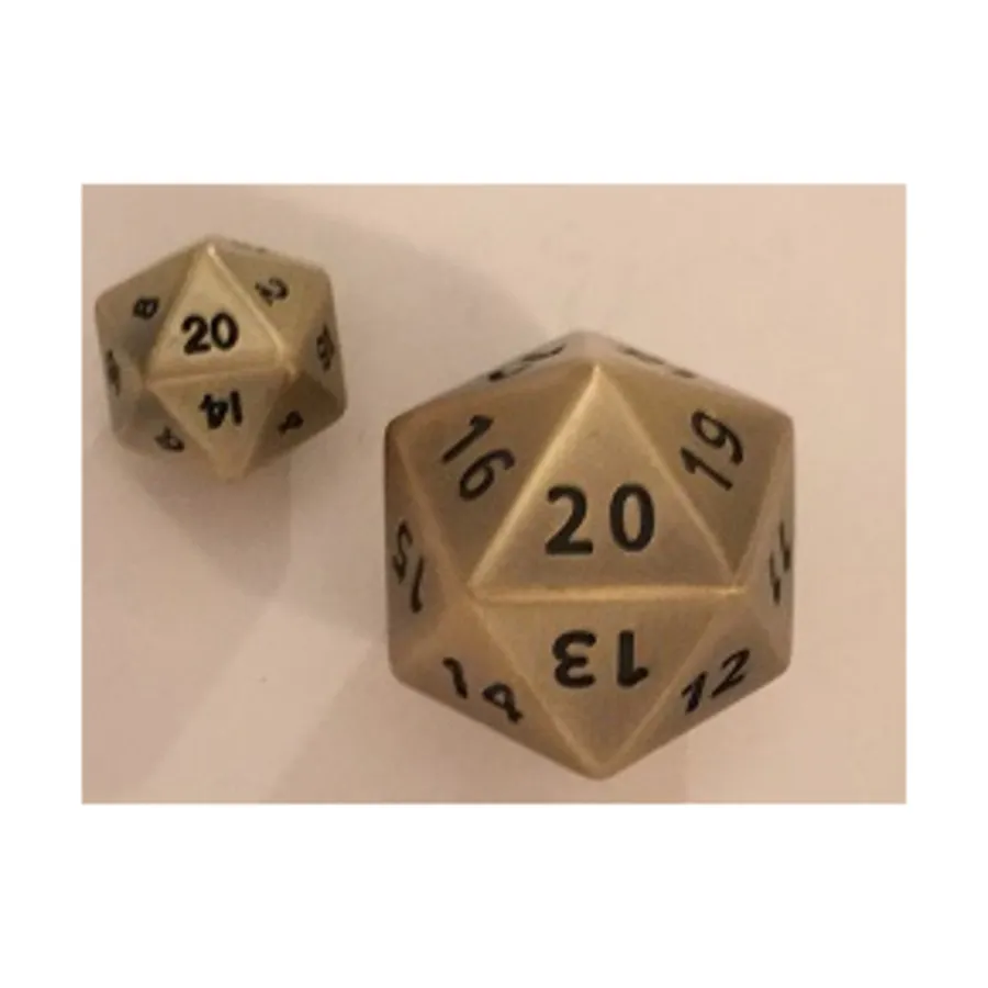 Giant d20 — античное золото с курсивом, Dwarven Metal Dice
Giant d20 — античное золото с курсивом, Dwarven Metal Dice