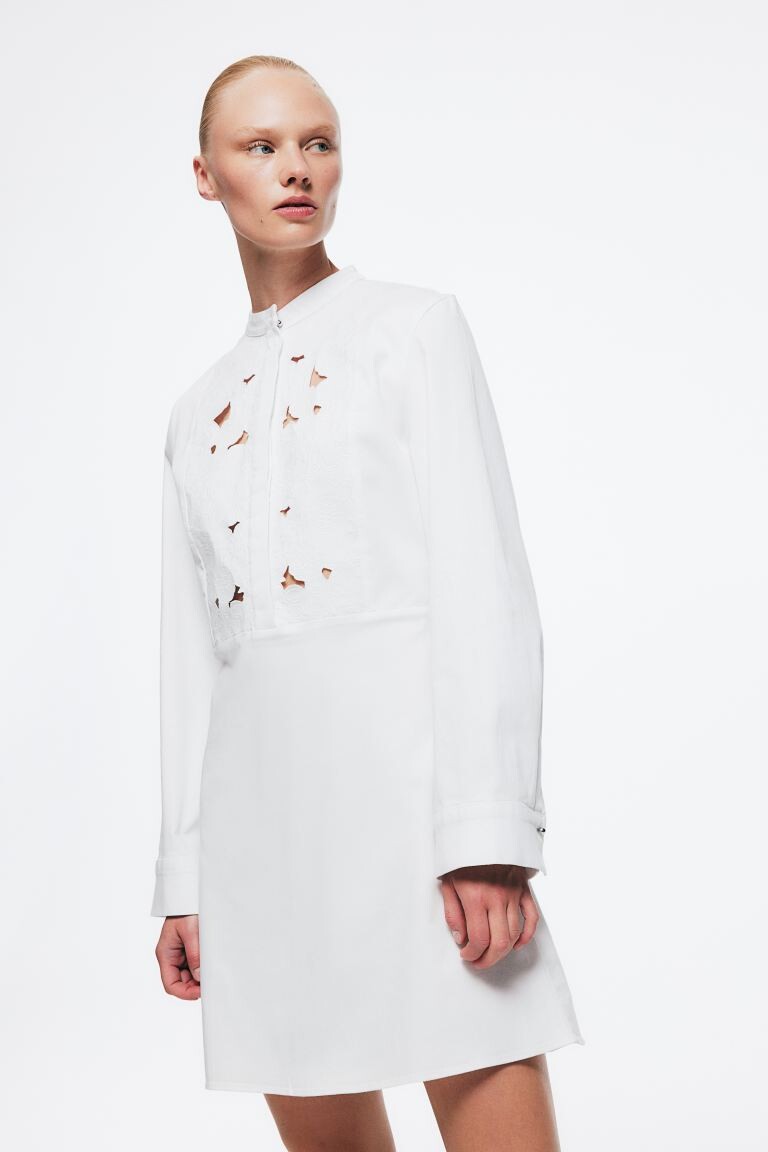 Платье с принтом broderie anglaise H&M, белый 
Платье с принтом broderie anglaise H&M, белый