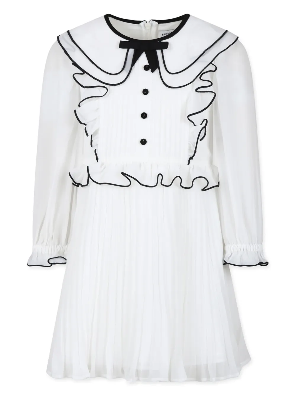 Шифоновое платье с контрастной отделкой Self-Portrait Kids, белый
Шифоновое платье с контрастной отделкой Self-Portrait Kids, белый