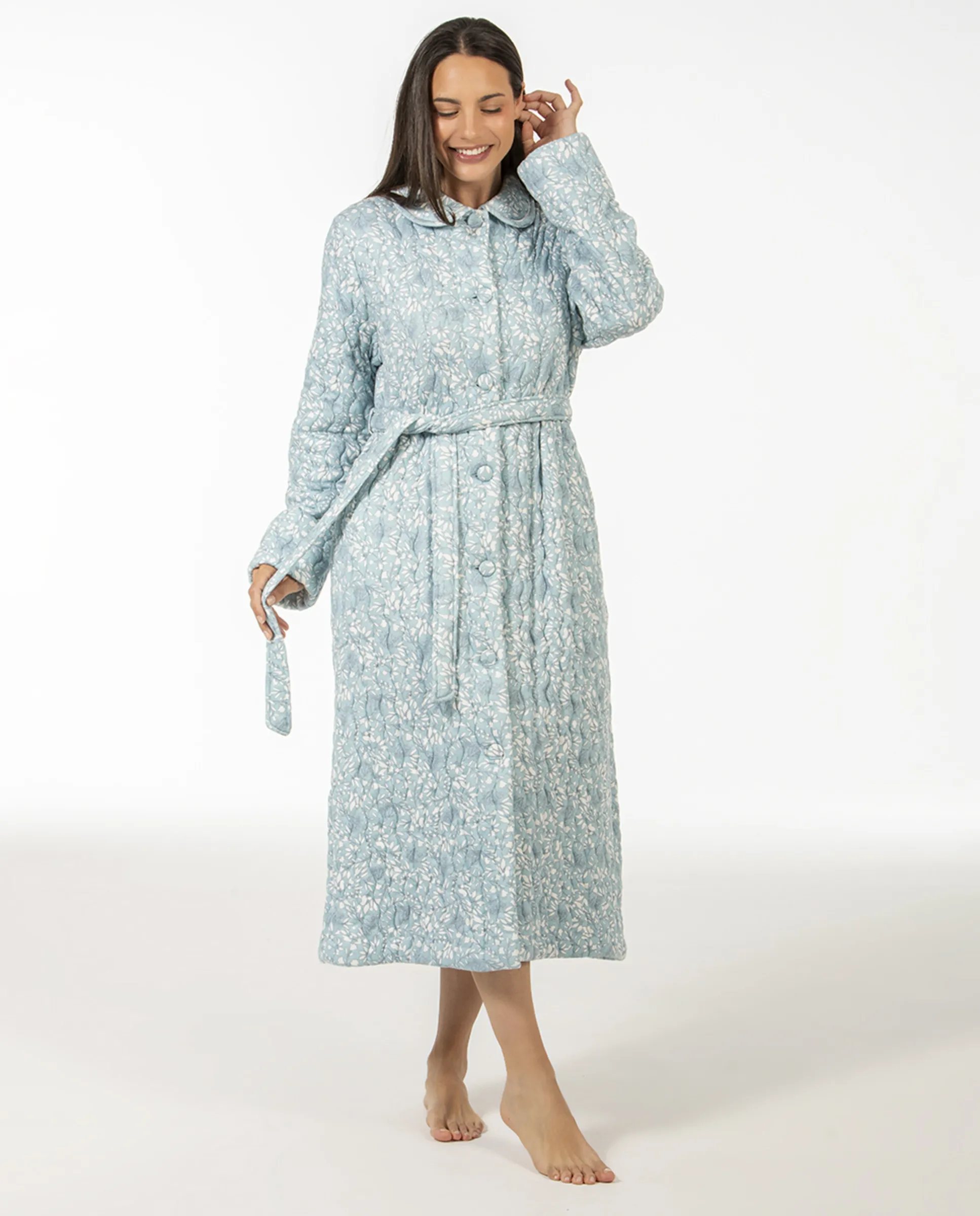 Женский стеганый халат с поясом Mitjans, синий
Женский стеганый халат с поясом Mitjans, синий