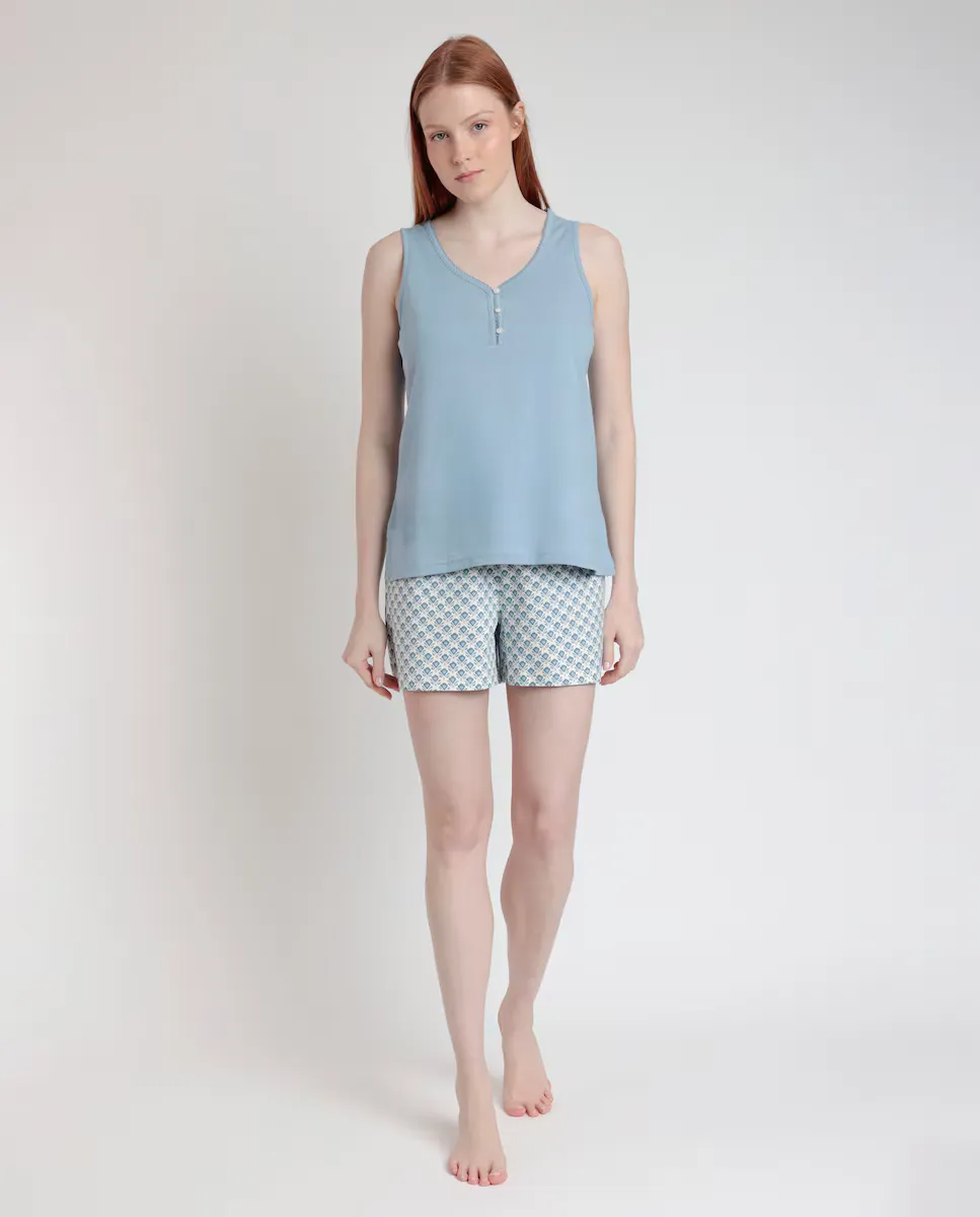 Женская короткая трикотажная пижама с принтом Admas, синий
Женская короткая трикотажная пижама с принтом Admas, синий