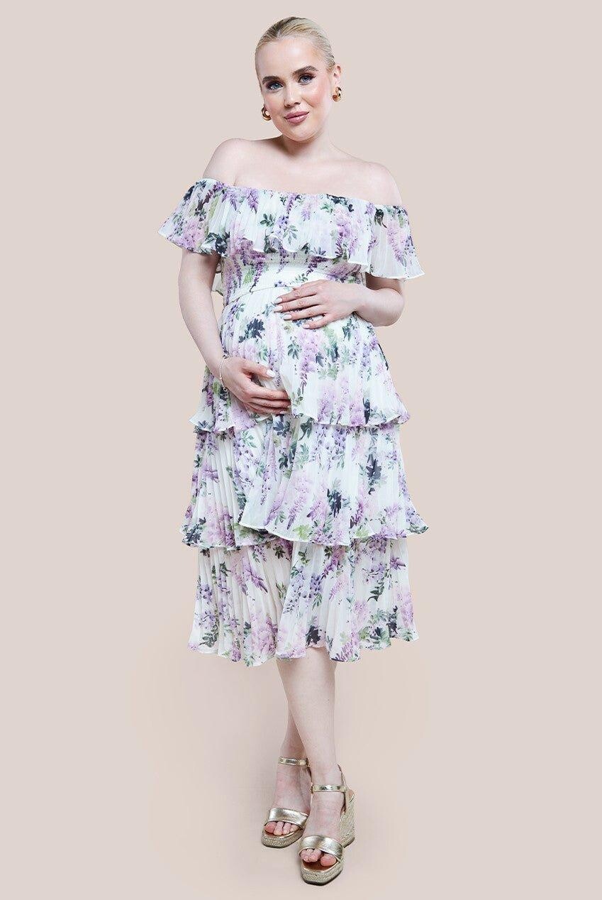 Шифоновое платье миди с открытыми плечами и цветочным принтом для беременных Goddiva, мультиколор
Шифоновое платье миди с открытыми плечами и цветочным принтом для беременных Goddiva, мультиколор