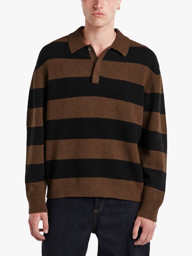 Рубашка поло из хлопковой смеси с вязаным рубчиком и полосками DENHAM
Рубашка поло из хлопковой смеси с вязаным рубчиком и полосками DENHAM