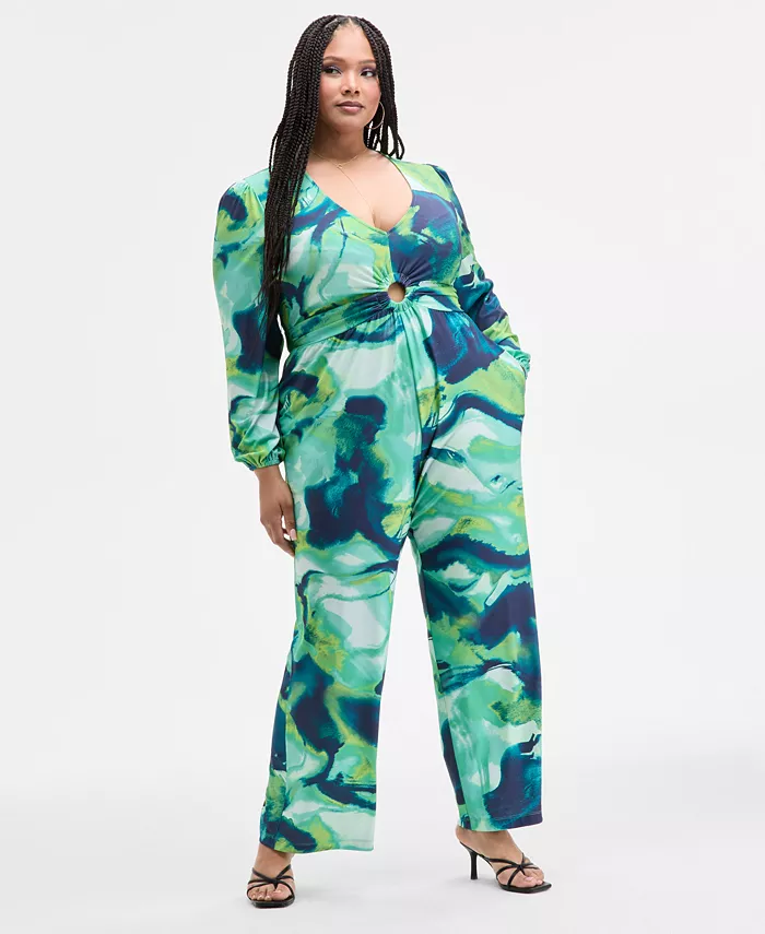 Модный комбинезон с длинными рукавами и кольцами для полных Nina Parker, мультиколор 
Модный комбинезон с длинными рукавами и кольцами для полных Nina Parker, мультиколор