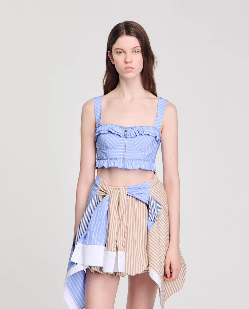 Женский полосатый укороченный топ Sandro, синий
Женский полосатый укороченный топ Sandro, синий