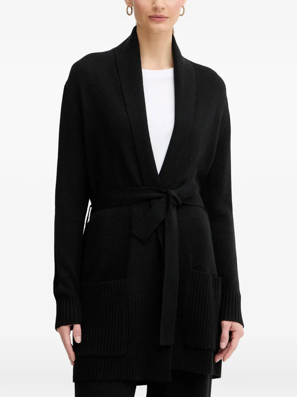 Кардиган-пальто с поясом Armani Exchange, черный
Кардиган-пальто с поясом Armani Exchange, черный
