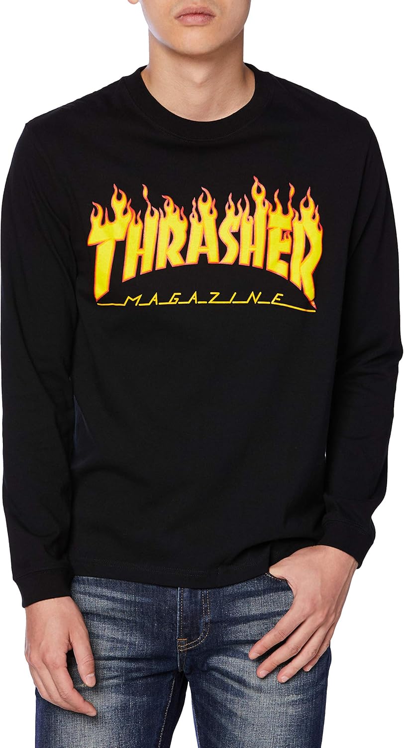 Мужская футболка с длинным рукавом и принтом Slasher TH93130 / FLAME (логотип бренда) Классическая модель Thrasher, черный
Мужская футболка с длинным рукавом и принтом Slasher TH93130 / FLAME (логотип бренда) Классическая модель Thrasher, черный