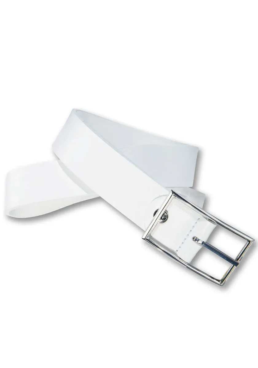 Кожаный ремень Silbergift, изящная серебряная застежка прямоугольной формы, белый 
Кожаный ремень Silbergift, изящная серебряная застежка прямоугольной формы, белый