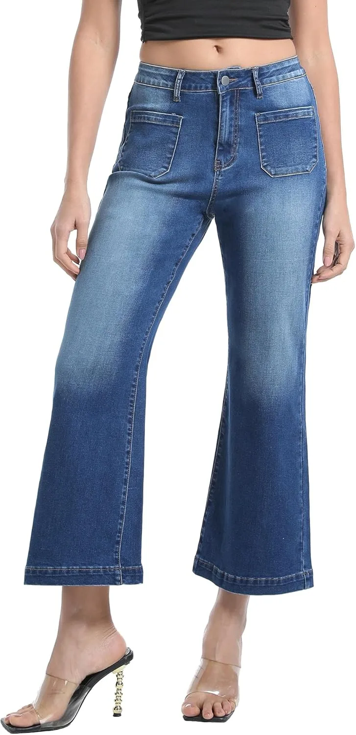Женские джинсы Wide Leg Petite High Waisted Stretchy Cropped Flare с накладными карманами Myzellia
Женские джинсы Wide Leg Petite High Waisted Stretchy Cropped Flare с накладными карманами Myzellia