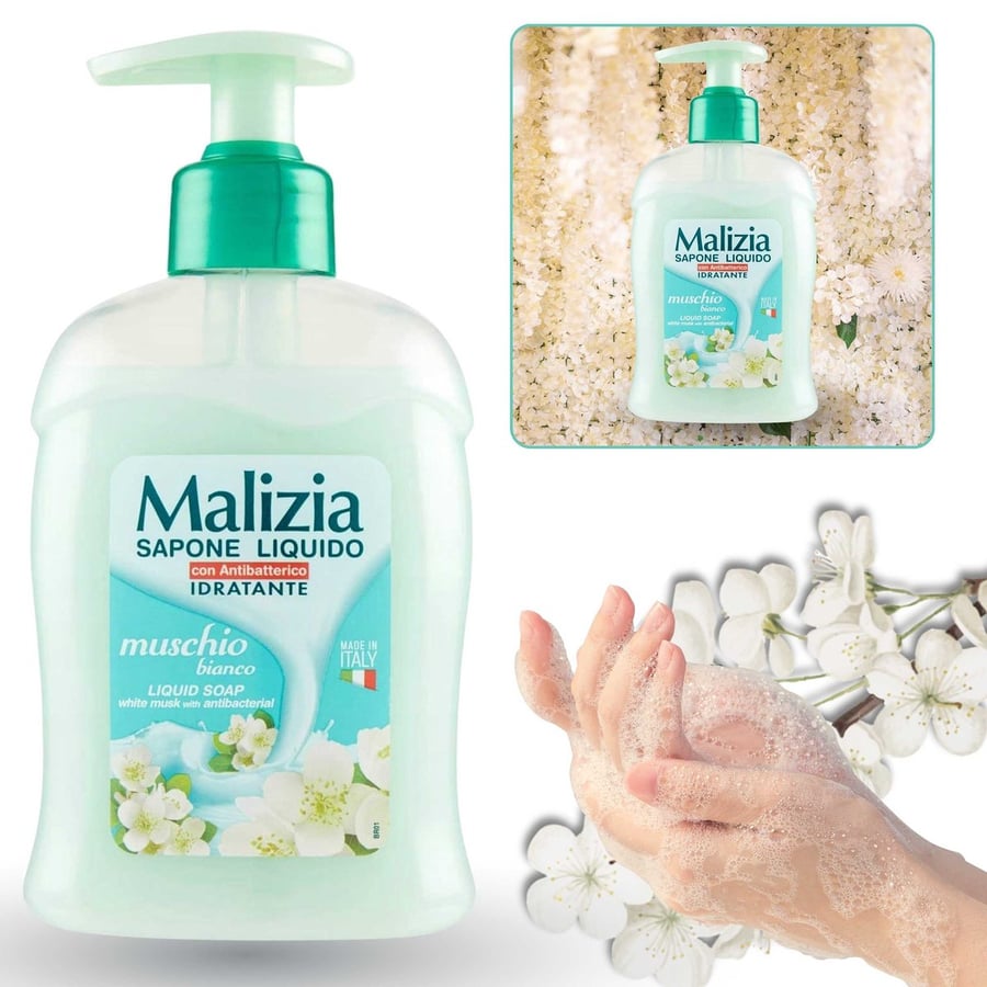 Malizia, Освежающее жидкое мыло, с дозатором, Белый мускус, 1000 мл
Malizia, Освежающее жидкое мыло, с дозатором, Белый мускус, 1000 мл