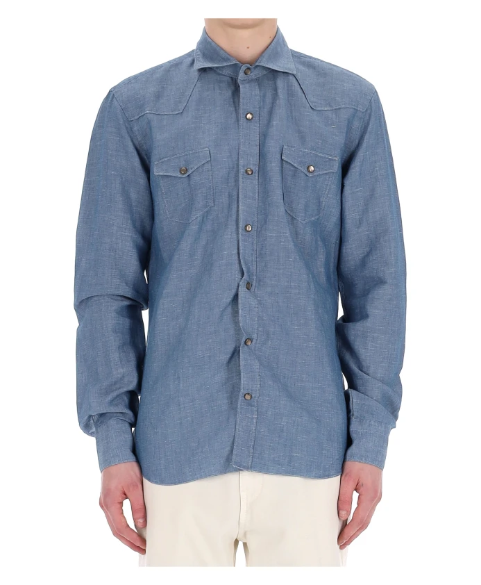 Техасская рубашка в неаполитанском стиле. Barba, синий
Техасская рубашка в неаполитанском стиле. Barba, синий