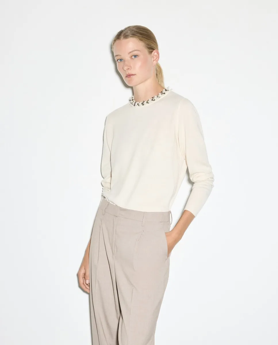 Женский джемпер с круглым вырезом, однотонный Woman El Corte Inglés, экрю
Женский джемпер с круглым вырезом, однотонный Woman El Corte Inglés, экрю