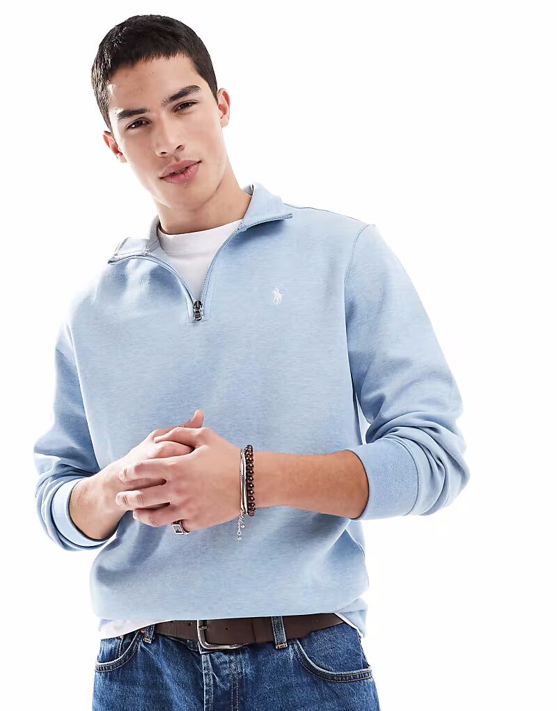 Свитшот с логотипом Polo Ralph Lauren, двойной вязки, с застежкой-молнией на половину длины, светло-голубого меланжевого цвета
Свитшот с логотипом Polo Ralph Lauren, двойной вязки, с застежкой-молнией на половину длины, светло-голубого меланжевого цвета