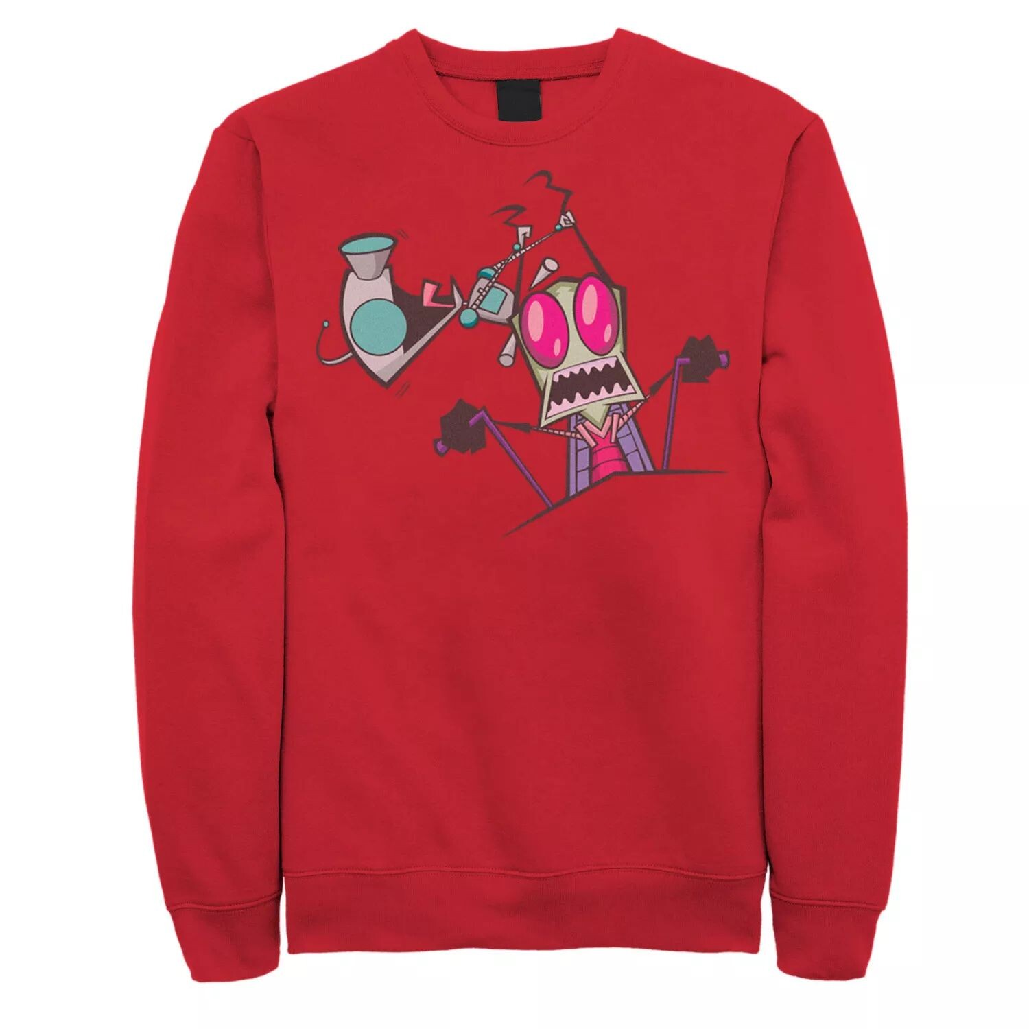 Мужской свитшот с портретом Nickelodeon Invader Zim Gir Pulling Zim's Antennas Licensed Character, красный 
Мужской свитшот с портретом Nickelodeon Invader Zim Gir Pulling Zim's Antennas Licensed Character, красный
