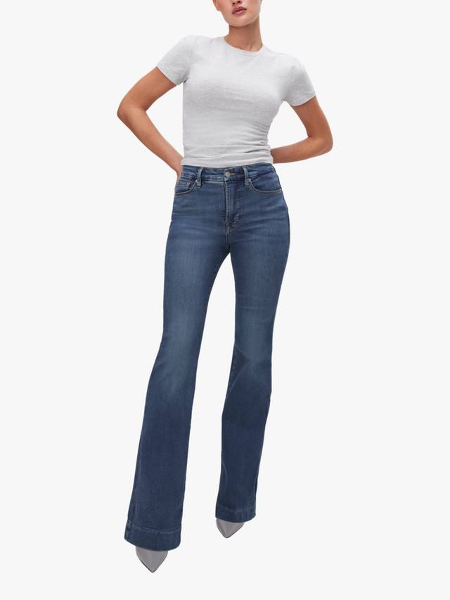 Обтягивающие расклешенные джинсы для хороших ног Good American, синий
Обтягивающие расклешенные джинсы для хороших ног Good American, синий