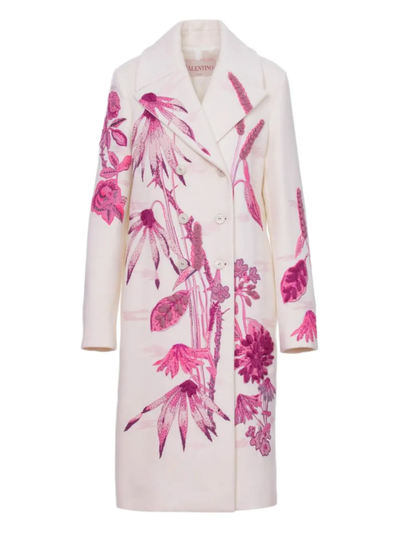 Двубортное пальто с цветочной вышивкой Valentino Garavani, белый
Двубортное пальто с цветочной вышивкой Valentino Garavani, белый