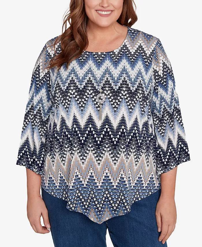 Классический топ размера плюс с объемным принтом и фактурным шевронным узором, круглым вырезом Alfred Dunner, мультиколор
Классический топ размера плюс с объемным принтом и фактурным шевронным узором, круглым вырезом Alfred Dunner, мультиколор