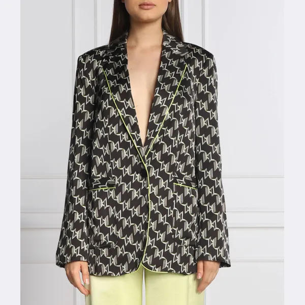 Элегантный жакет классического кроя из атласа с монограммой Karl Lagerfeld, черный 
Элегантный жакет классического кроя из атласа с монограммой Karl Lagerfeld, черный