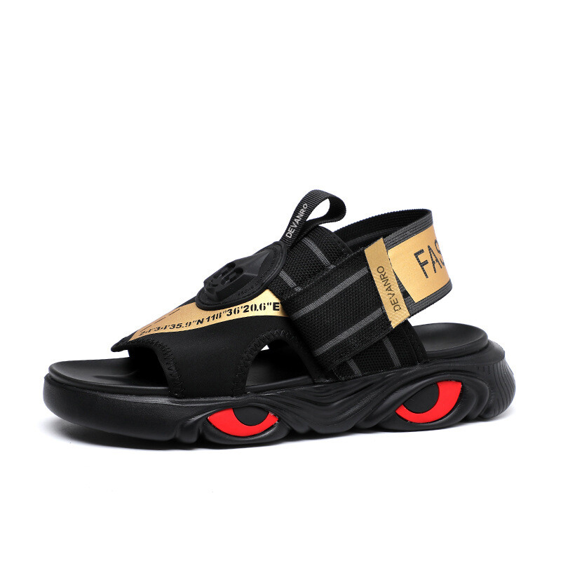 Пляжные сандалии мужские Devanro, цвет Black/Gold 
Пляжные сандалии мужские Devanro, цвет Black/Gold