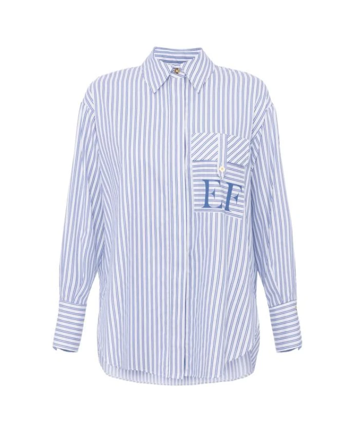 Хлопковая рубашка в полоску Elisabetta Franchi, синий
Хлопковая рубашка в полоску Elisabetta Franchi, синий