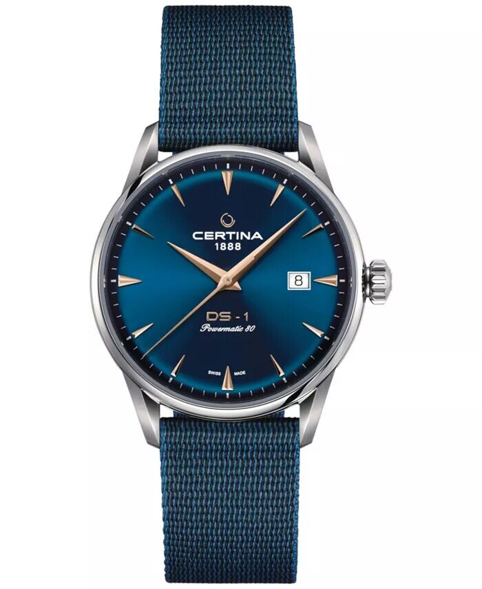 Мужские швейцарские автоматические часы DS-1 с синим синтетическим ремешком, 40 мм, подарочный набор Certina
Мужские швейцарские автоматические часы DS-1 с синим синтетическим ремешком, 40 мм, подарочный набор Certina