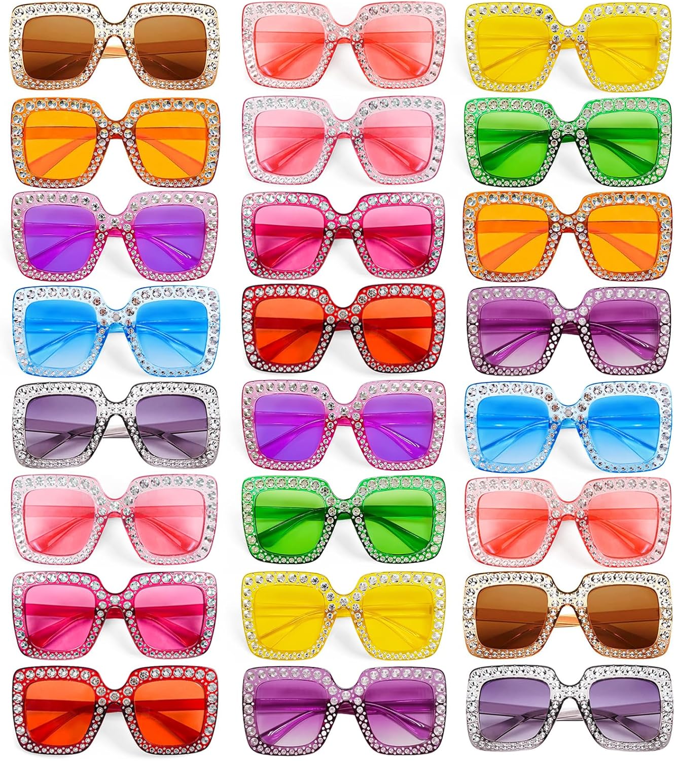 Pibupibu, набор из 12/24 больших квадратных солнцезащитных очков с кристаллами для женщин, оптом, сверкающие очки в стиле диско со стразами, сувениры для вечеринки, 24 Colorful
Pibupibu, набор из 12/24 больших квадратных солнцезащитных очков с кристаллами для женщин, оптом, сверкающие очки в стиле диско со стразами, сувениры для вечеринки, 24 Colorful