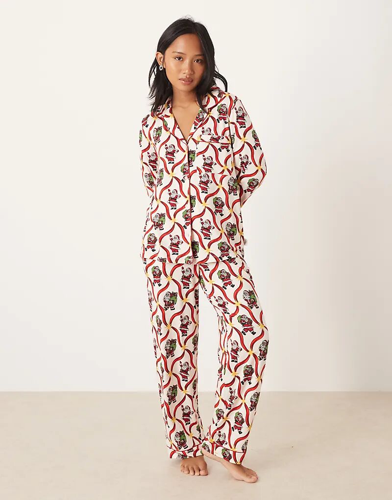 Эксклюзивный пижамный комплект Chelsea Peers Petite из полиэстера с длинными рукавами и рождественским принтом Санта-Клауса в виде леденца
Эксклюзивный пижамный комплект Chelsea Peers Petite из полиэстера с длинными рукавами и рождественским принтом Санта-Клауса в виде леденца