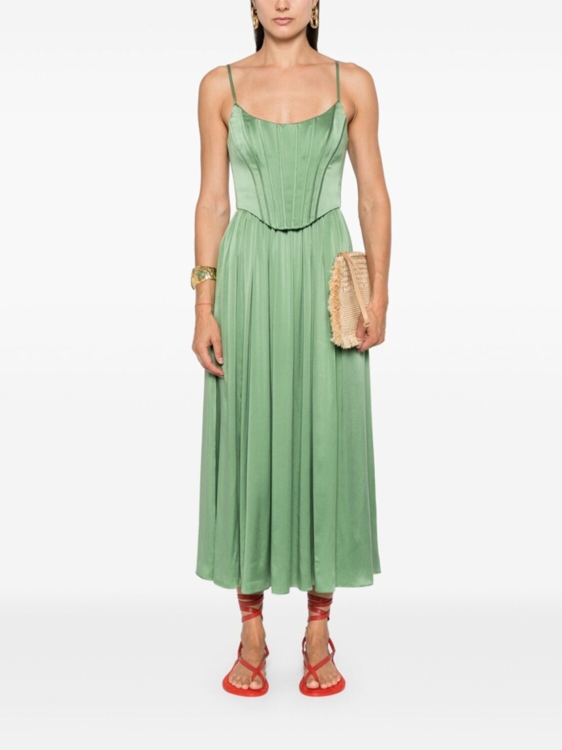 ZIMMERMANN шелковое платье миди с корсетом, зеленый
ZIMMERMANN шелковое платье миди с корсетом, зеленый