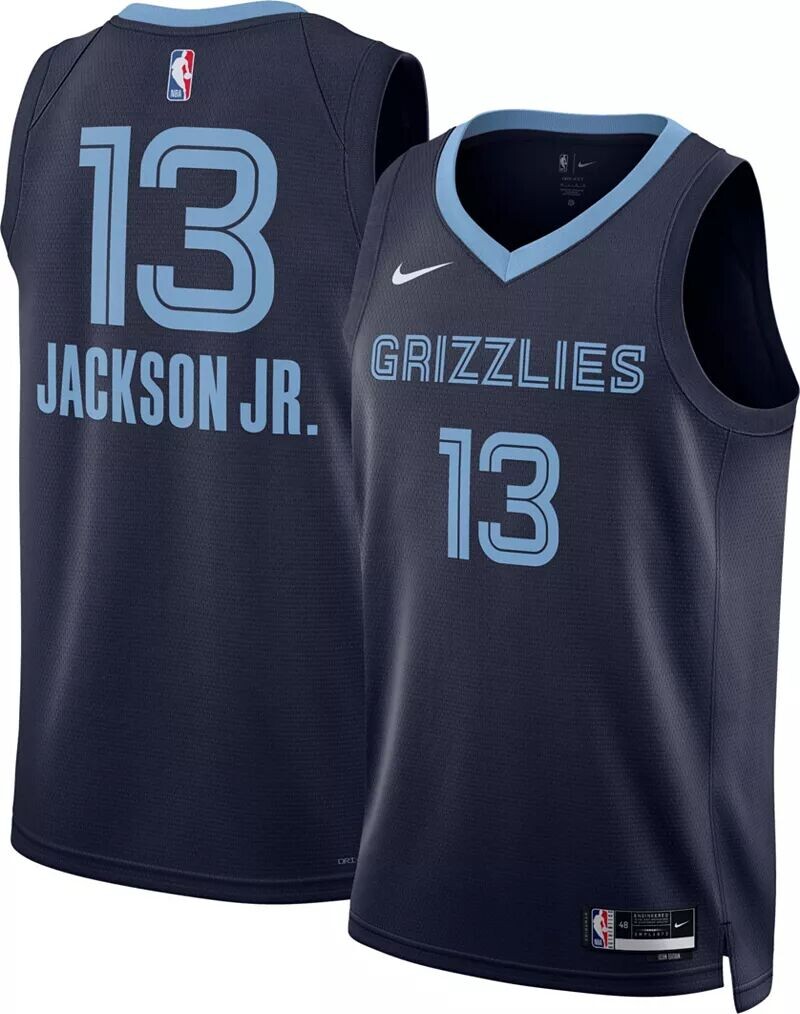 Мужская темно-синяя майка Nike Memphis Grizzlies Jaren Jackson Jr. #13 Dri-FIT Swingman 
Мужская темно-синяя майка Nike Memphis Grizzlies Jaren Jackson Jr. #13 Dri-FIT Swingman