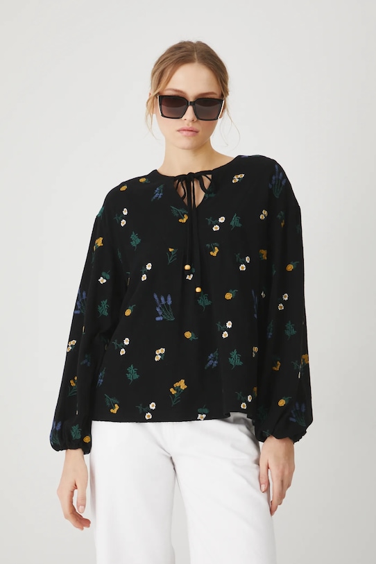 Блузка с добавлением льна Medicine, черный 
Блузка с добавлением льна Medicine, черный