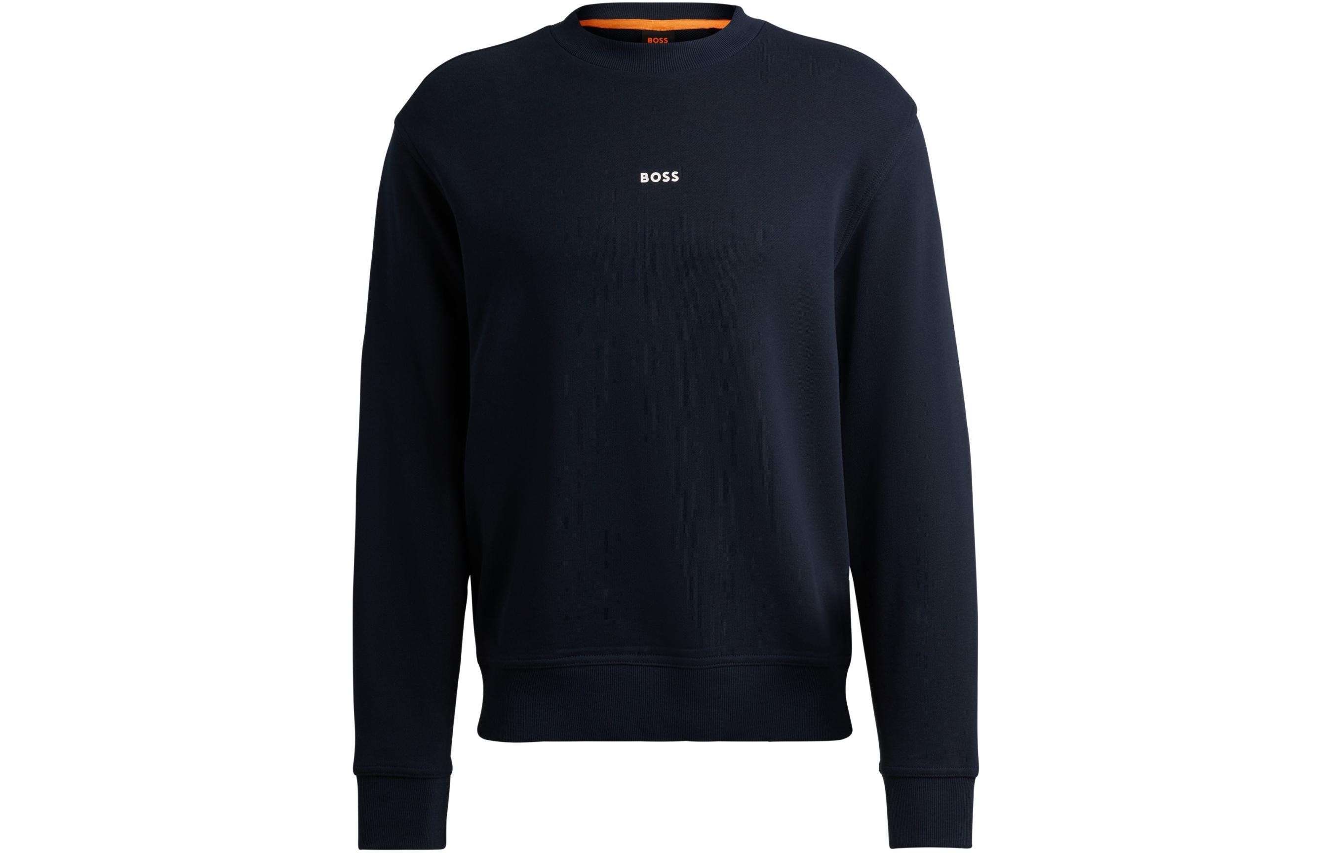 Хлопковый свитшот с резиновым логотипом HUGO BOSS, темно синий
Хлопковый свитшот с резиновым логотипом HUGO BOSS, темно синий