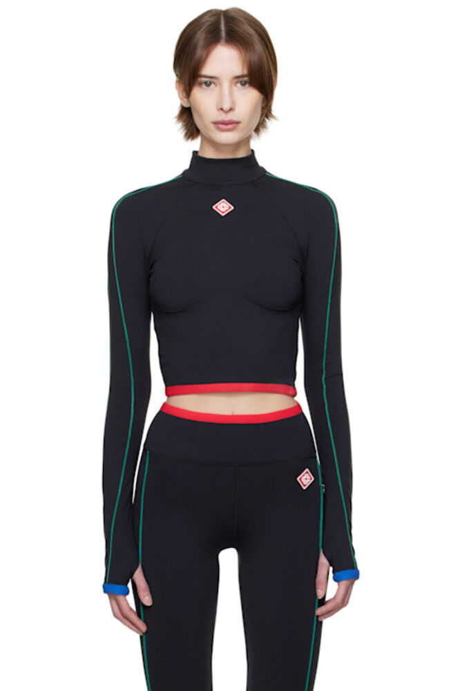 Черный спортивный топ с рукавами реглан Casablanca 
Черный спортивный топ с рукавами реглан Casablanca