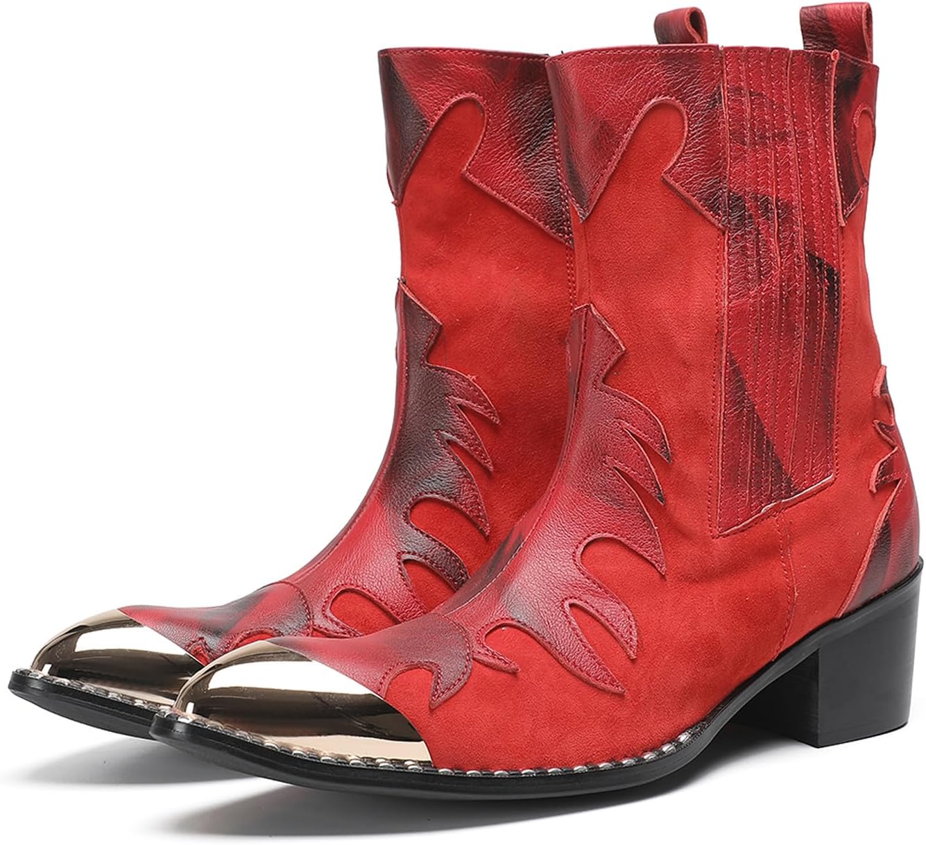 Мужские красные кожаные вестерн-ботинки Santimon - заостренный металлический носок, замша с пламенным рисунком, каблук 5 см, модная обувь для родео, вечеринок и кантри-концертов
Мужские красные кожаные вестерн-ботинки Santimon - заостренный металлический носок, замша с пламенным рисунком, каблук 5 см, модная обувь для родео, вечеринок и кантри-концертов