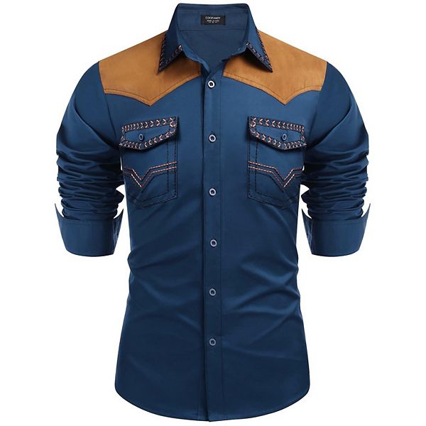 Мужская рубашка в стиле вестерн с вышивкой, длинный рукав, slim fit, хлопок, casual Coofandy, Blue
Мужская рубашка в стиле вестерн с вышивкой, длинный рукав, slim fit, хлопок, casual Coofandy, Blue