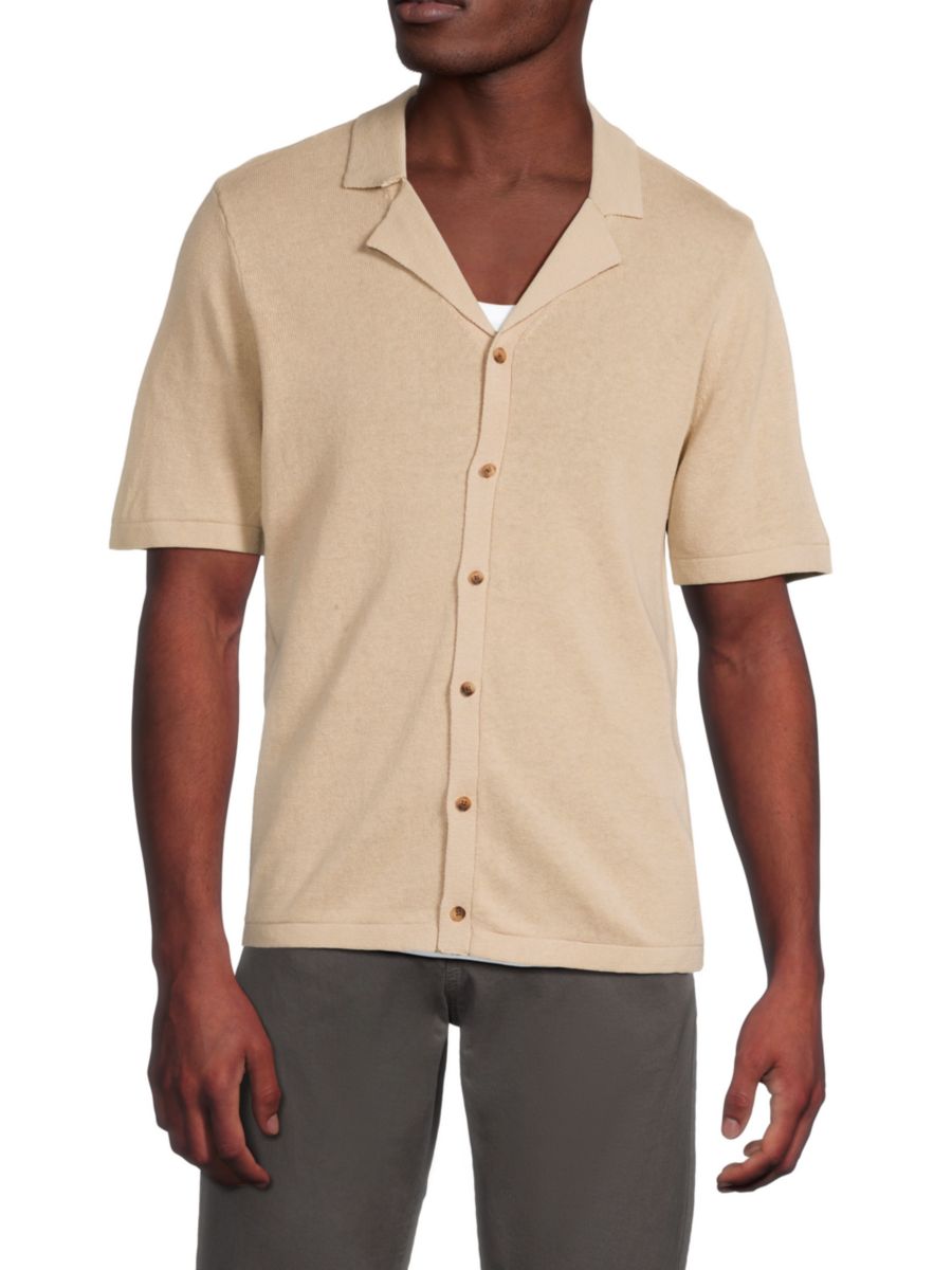 Трикотажная рубашка с короткими рукавами и застежкой на пуговицы из льняной смеси Saks Fifth Avenue, серо-коричневый
Трикотажная рубашка с короткими рукавами и застежкой на пуговицы из льняной смеси Saks Fifth Avenue, серо-коричневый
