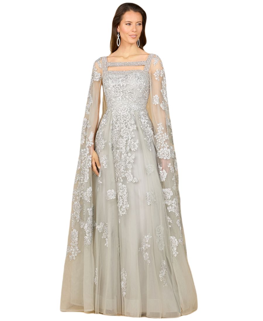 Женское кружевное платье с длинными рукавами-кейпами Lara, Silver
Женское кружевное платье с длинными рукавами-кейпами Lara, Silver