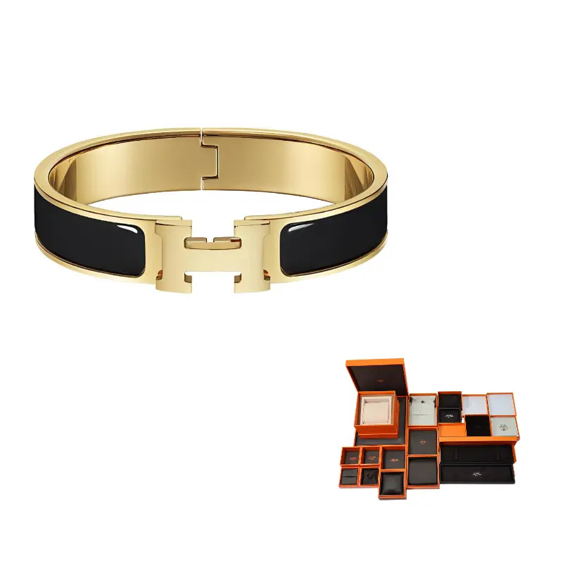 HERMES Эмалевые браслеты для женщин Gold/Black
HERMES Эмалевые браслеты для женщин Gold/Black