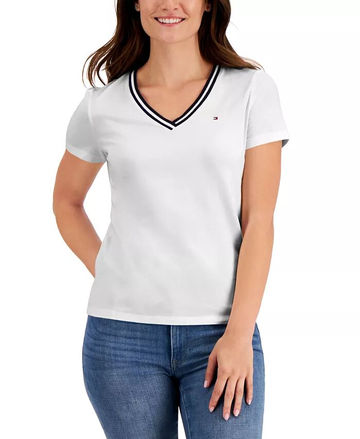 Женская полосатая футболка с V-образным вырезом и коротким рукавом Tommy Hilfiger, розовый
Женская полосатая футболка с V-образным вырезом и коротким рукавом Tommy Hilfiger, розовый