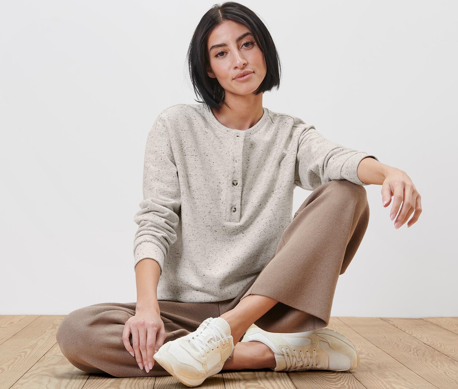 Толстовка на пуговицах Tchibo, крапчатый бежевый
Толстовка на пуговицах Tchibo, крапчатый бежевый