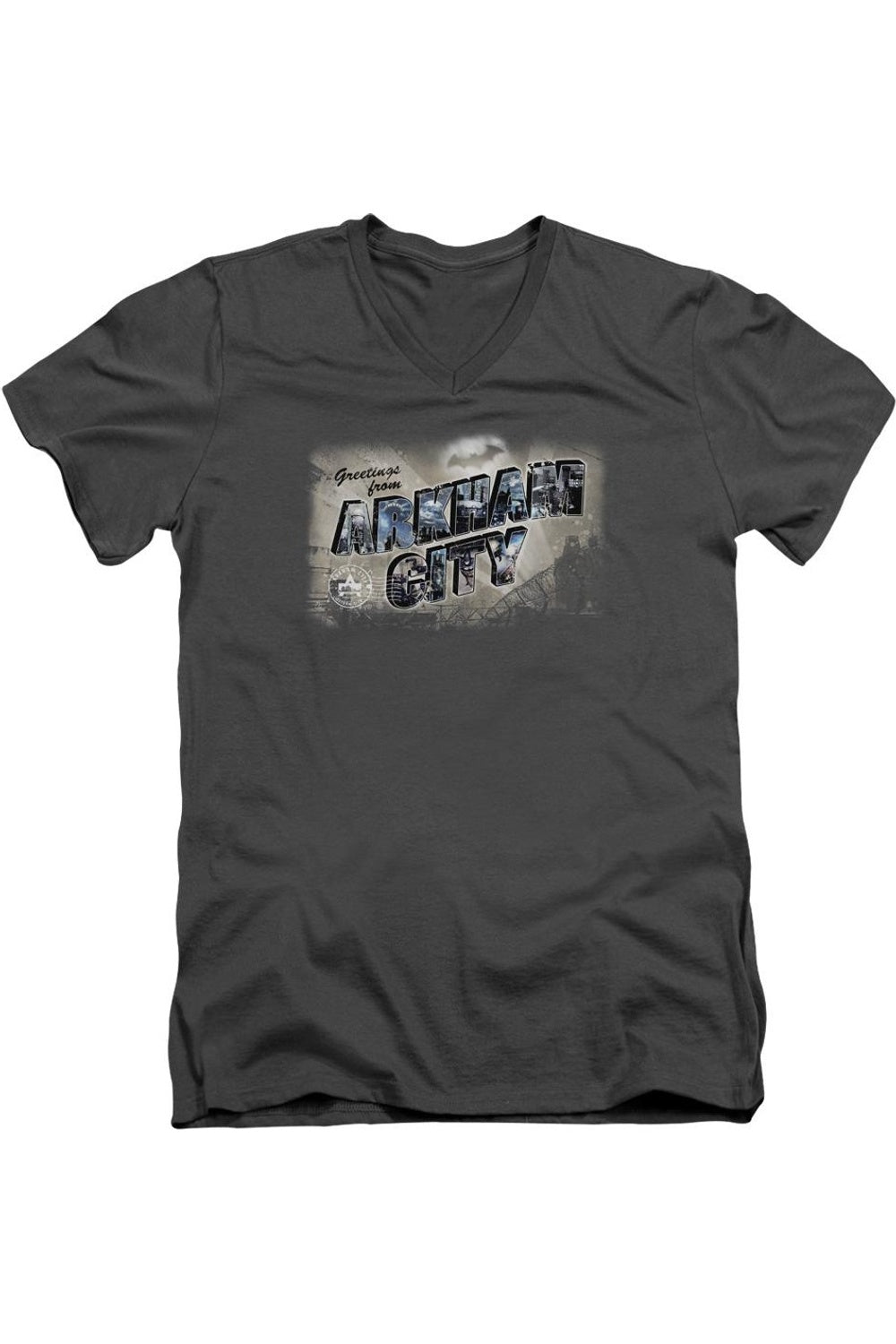 Футболка / футболка с коротким рукавом и V-образным вырезом для взрослых Batman Arkham City Greetings From Arkham Gildan, цвет charcoal
Футболка / футболка с коротким рукавом и V-образным вырезом для взрослых Batman Arkham City Greetings From Arkham Gildan, цвет charcoal