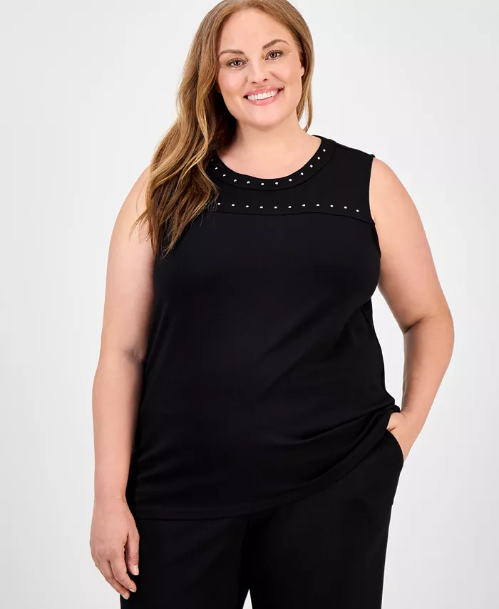 Майка больших размеров с заклепками Anne Klein, черный
Майка больших размеров с заклепками Anne Klein, черный