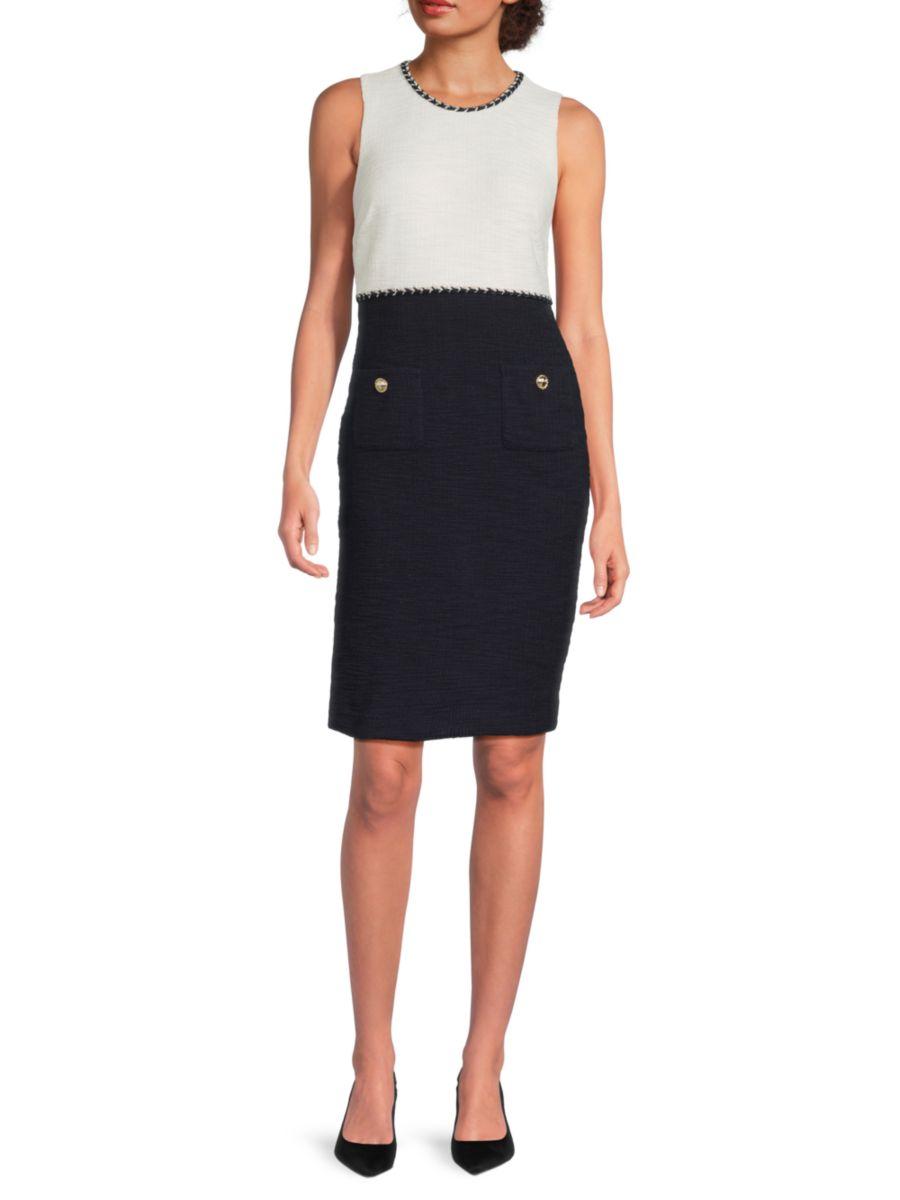 Платье-футляр из контрастного трикотажа из твида Karl Lagerfeld Paris, цвет Soft White Navy
Платье-футляр из контрастного трикотажа из твида Karl Lagerfeld Paris, цвет Soft White Navy