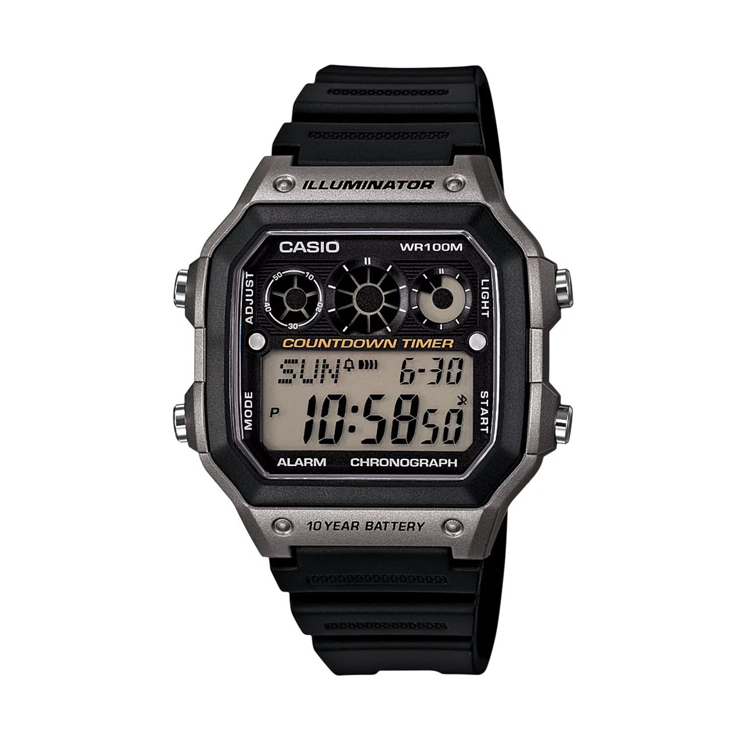 Мужские часы с цифровым хронографом - AE1300WH-8AVCF Casio
Мужские часы с цифровым хронографом - AE1300WH-8AVCF Casio