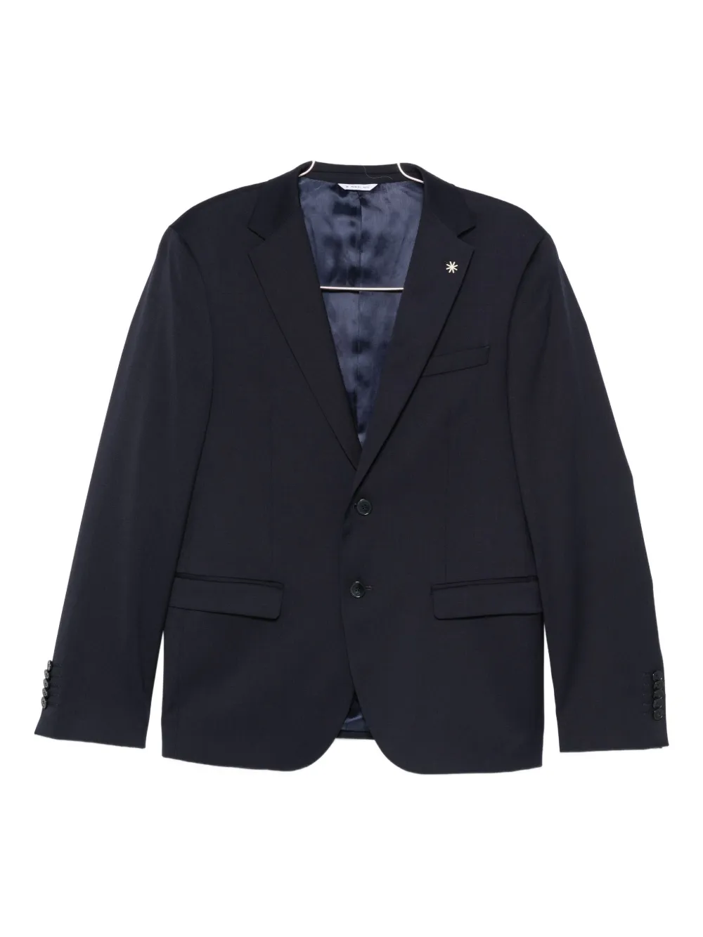 Однобортный костюм из стрейчевой шерсти Manuel Ritz, синий 
Однобортный костюм из стрейчевой шерсти Manuel Ritz, синий