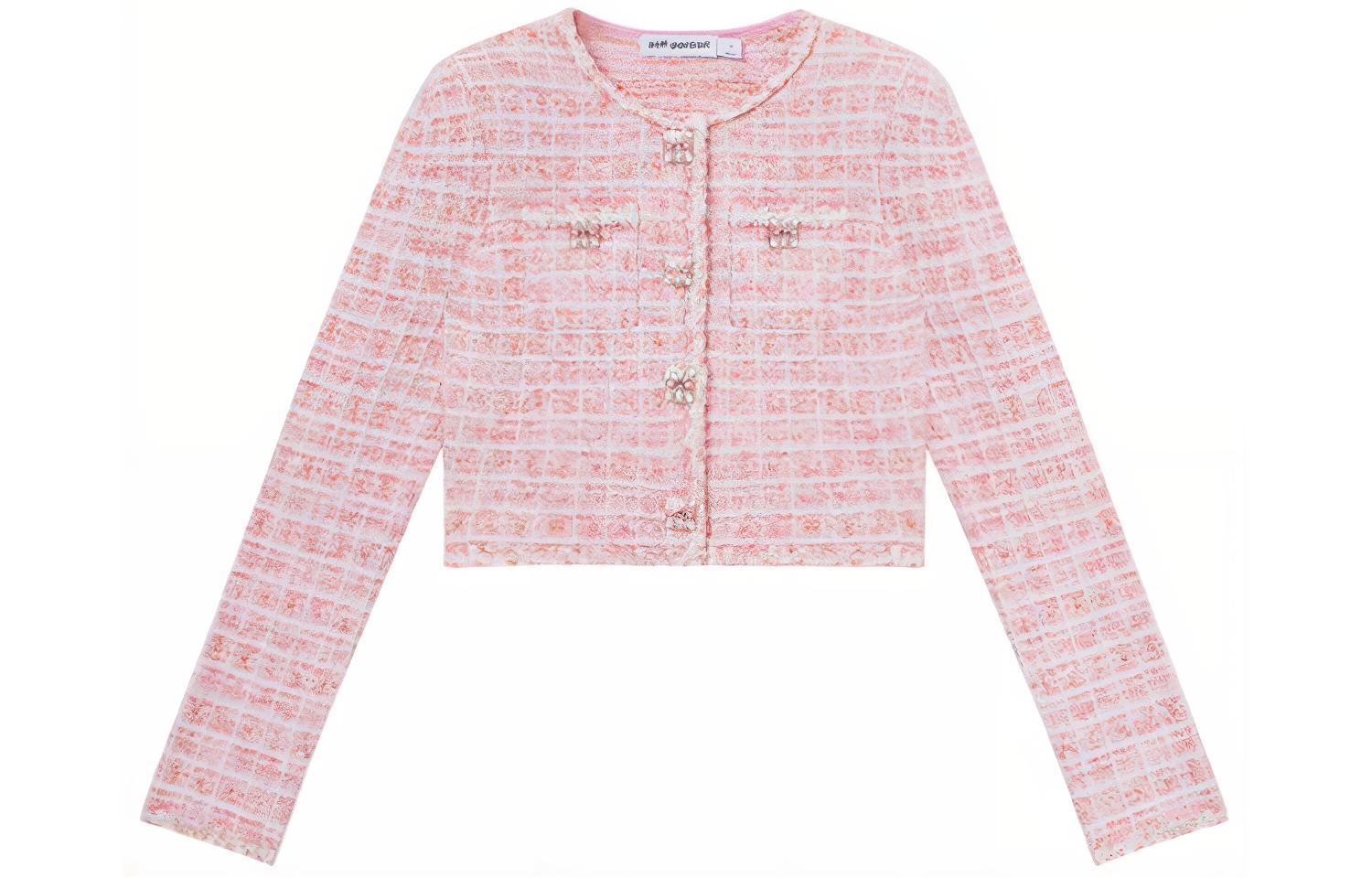 Self-portrait Короткий твидовый кардиган, Red and Pink Plaid 
Self-portrait Короткий твидовый кардиган, Red and Pink Plaid