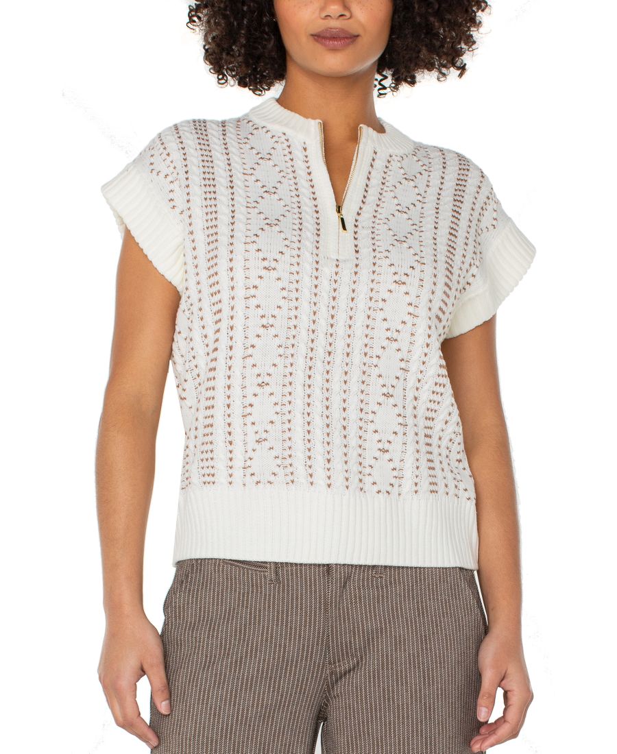 Женский свитер с короткими рукавами и полузастежкой-молнией до середины груди Liverpool Los Angeles, Cream W/ Camel
Женский свитер с короткими рукавами и полузастежкой-молнией до середины груди Liverpool Los Angeles, Cream W/ Camel