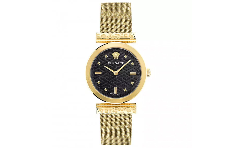 Часы женские VERSACE с кварцевым механизмом, стальной браслет, черный циферблат 34 мм
Часы женские VERSACE с кварцевым механизмом, стальной браслет, черный циферблат 34 мм