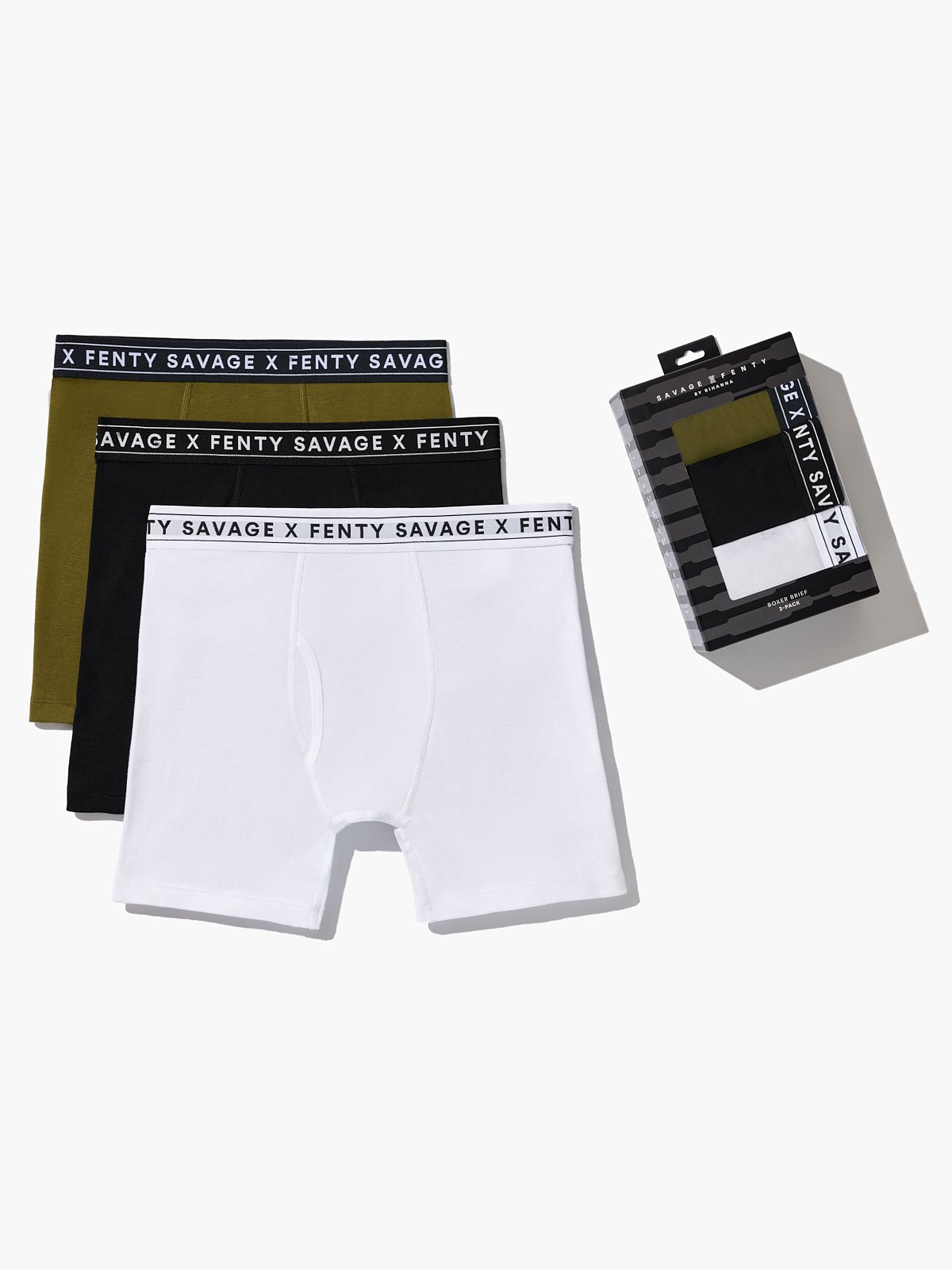 Трусы боксеры Savage X Fenty Savage Classics 3-Pack, цвет Black Caviar/Green Olive/Angel White
Трусы боксеры Savage X Fenty Savage Classics 3-Pack, цвет Black Caviar/Green Olive/Angel White